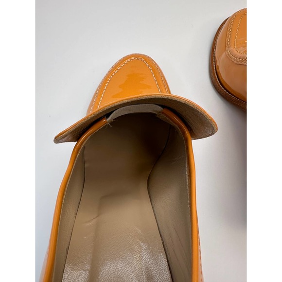 Maryam Nassir Zadeh Nora Patent Leather Retro Orange Cream Loafers Heels Sz 39 - Picture 15 of 16